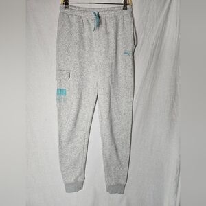 PUMA Heathered grey fleece lined cargo joggers- Women's Small